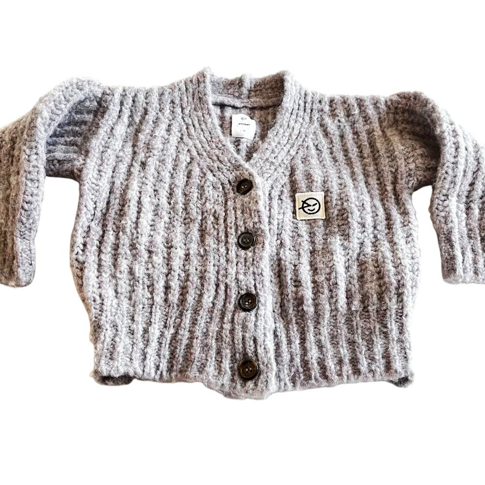 Wynken Boys Gray Dawn Chunky rib knit Cardigan Sweater size 2
